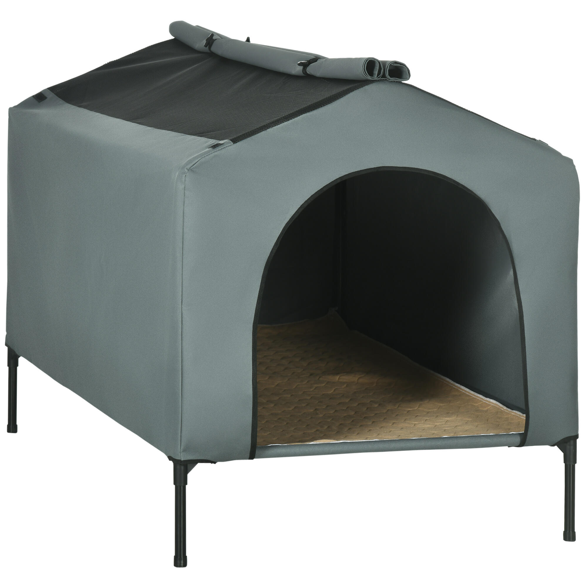 PAWHUT Casa para cães 130x85x95 cm cinzento PawHut