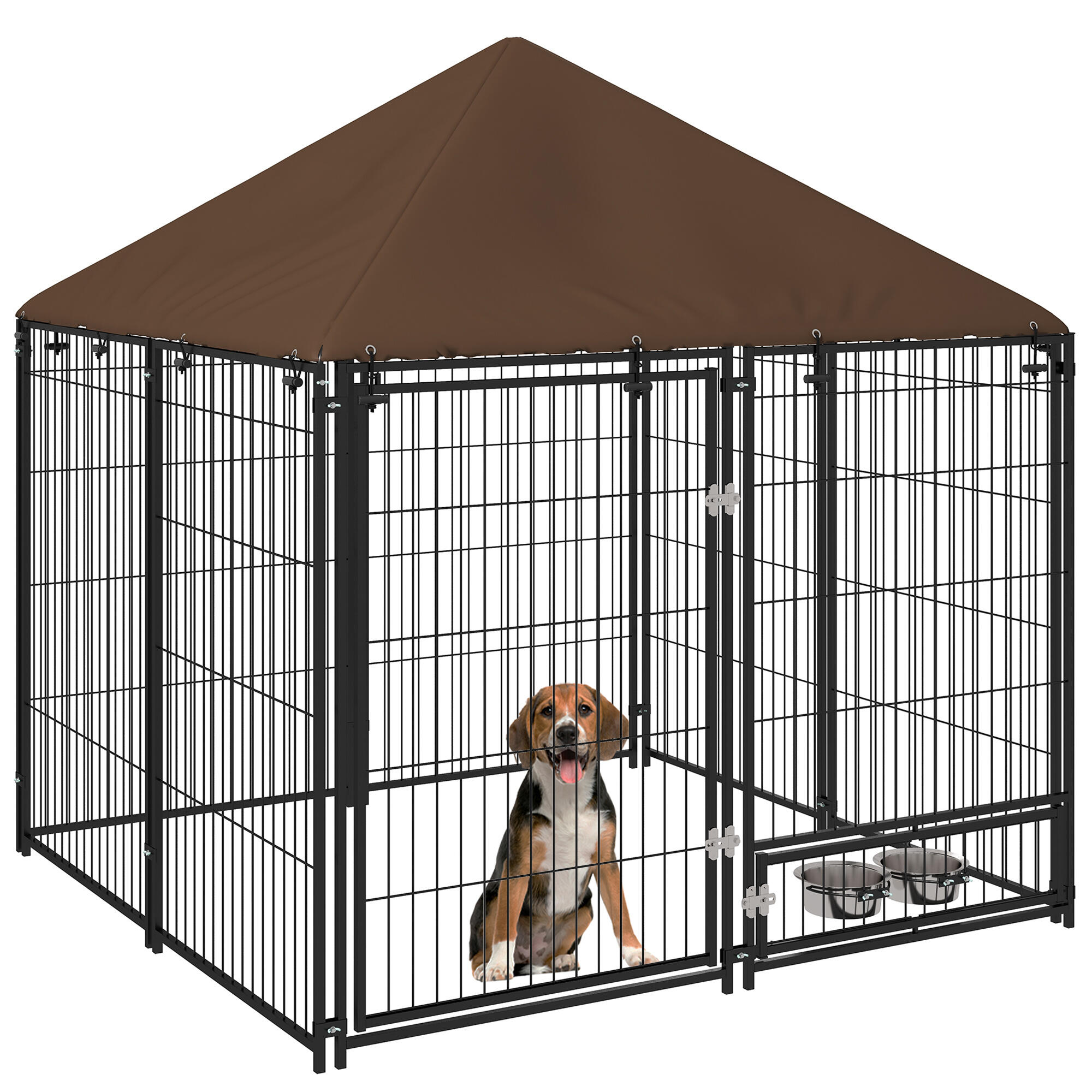 PAWHUT Parque para Perros PawHut 141x141x151 cm Café