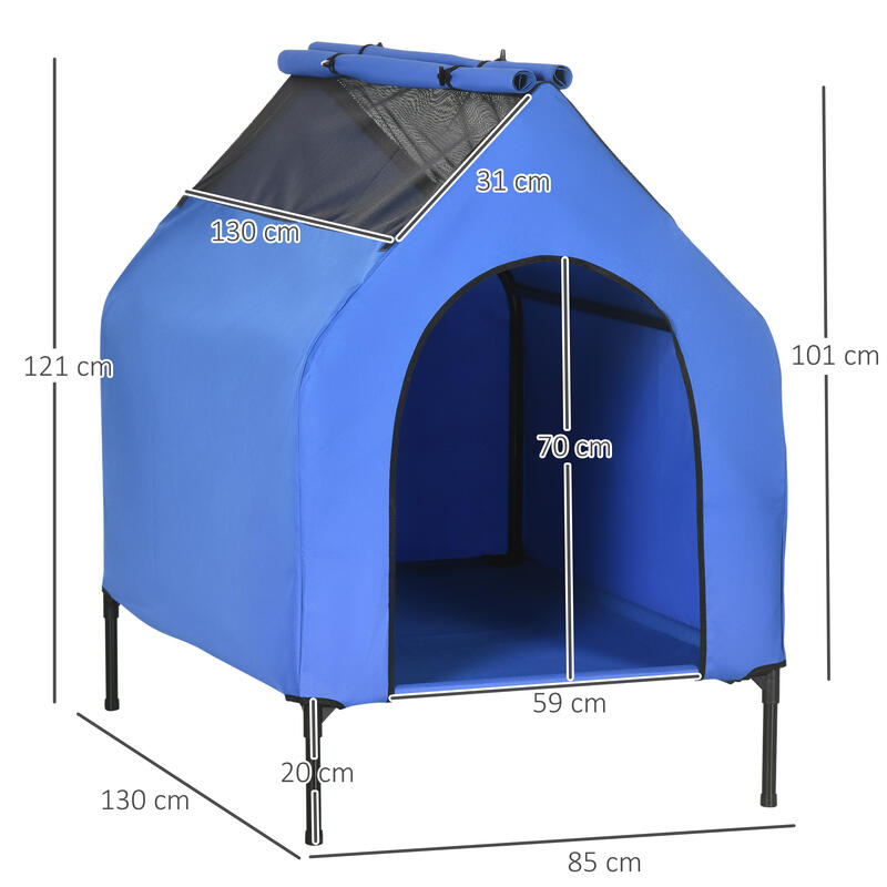 Caseta para Perros PawHut 130x85x121 cm Azul