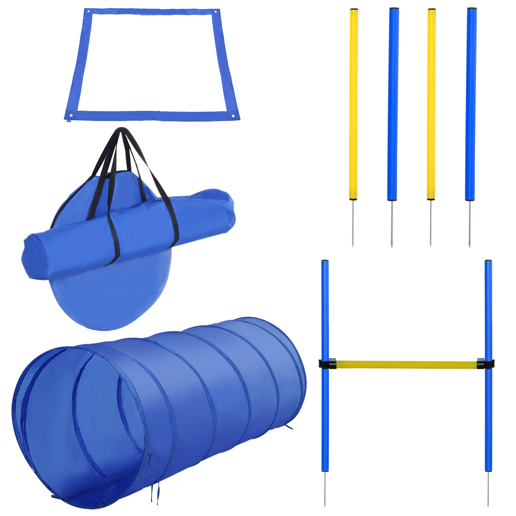 PAWHUT Agility para cães PawHut ø60x148 cm Azul e Amarelo