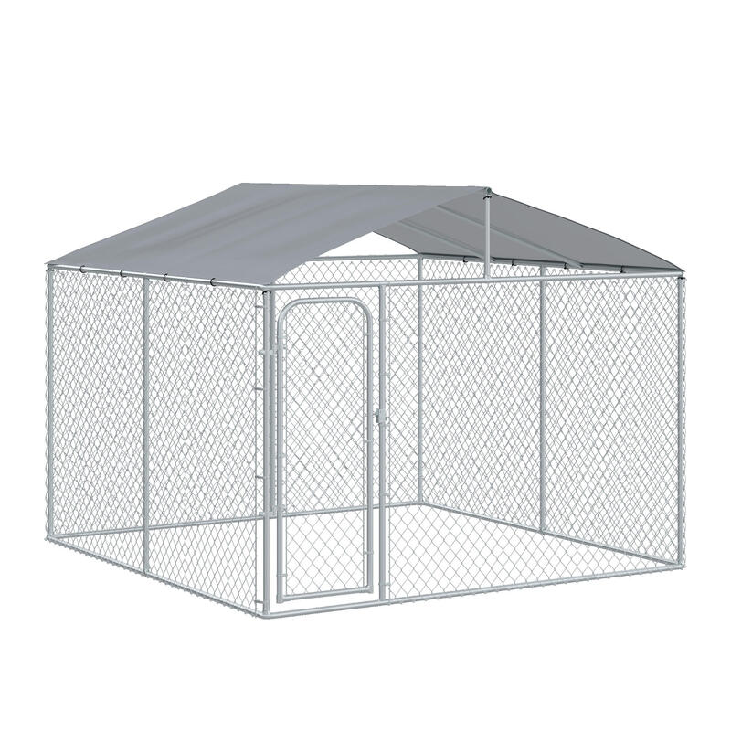 Perrera de Exterior PawHut 300x300x234 cm Plata