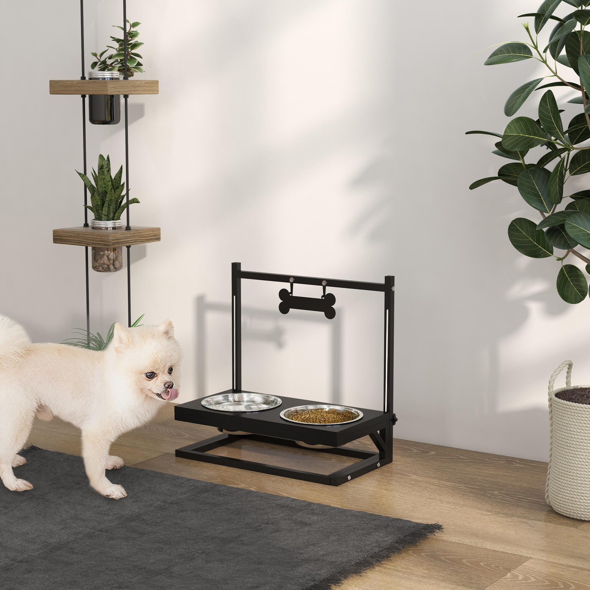 Comedero para Perros PawHut 40.5x22x39 cm Negro 2/7