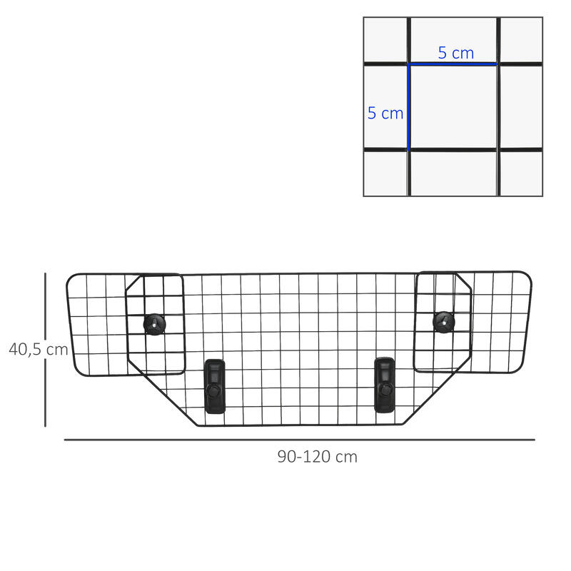 Rejilla de Seguridad de Coche para Perros PawHut 120x40.5 cm Negro