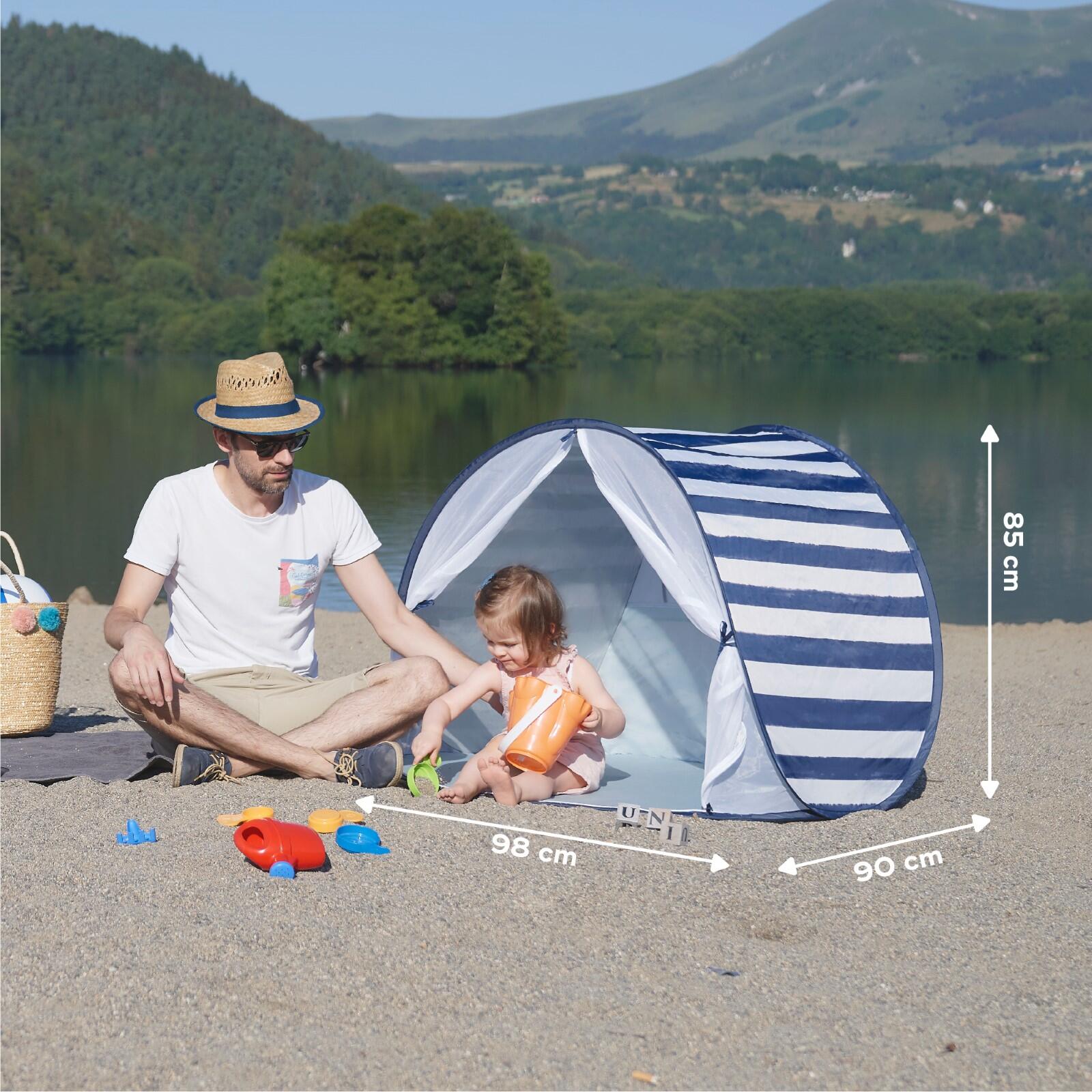 Strandmuschel UV-Schutz 50+ mit Moskitonetz für Babys und Kinder - Blau 6/7