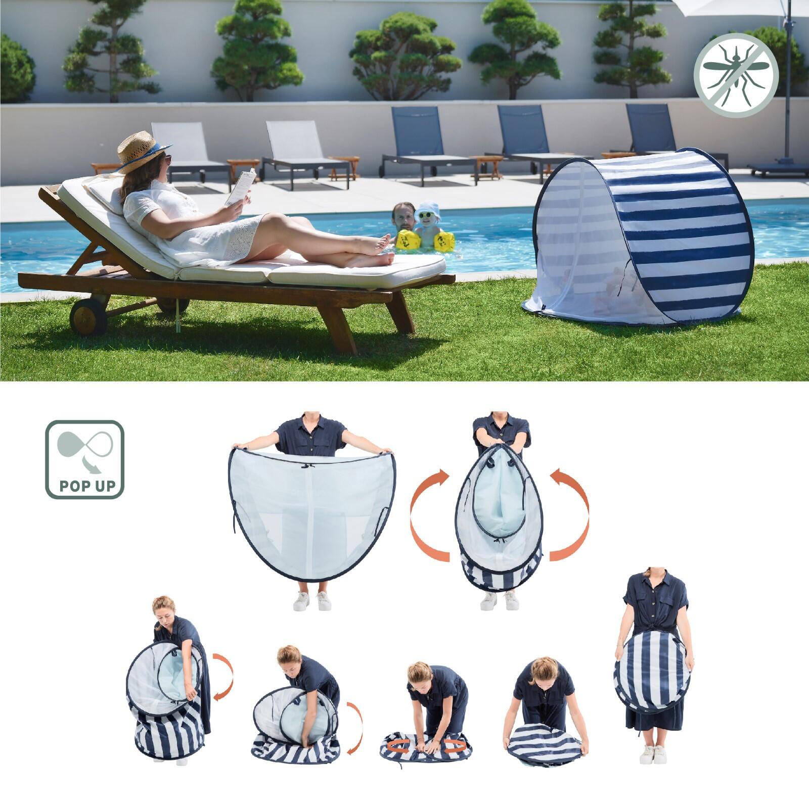 Strandmuschel UV-Schutz 50+ mit Moskitonetz für Babys und Kinder - Blau 4/7