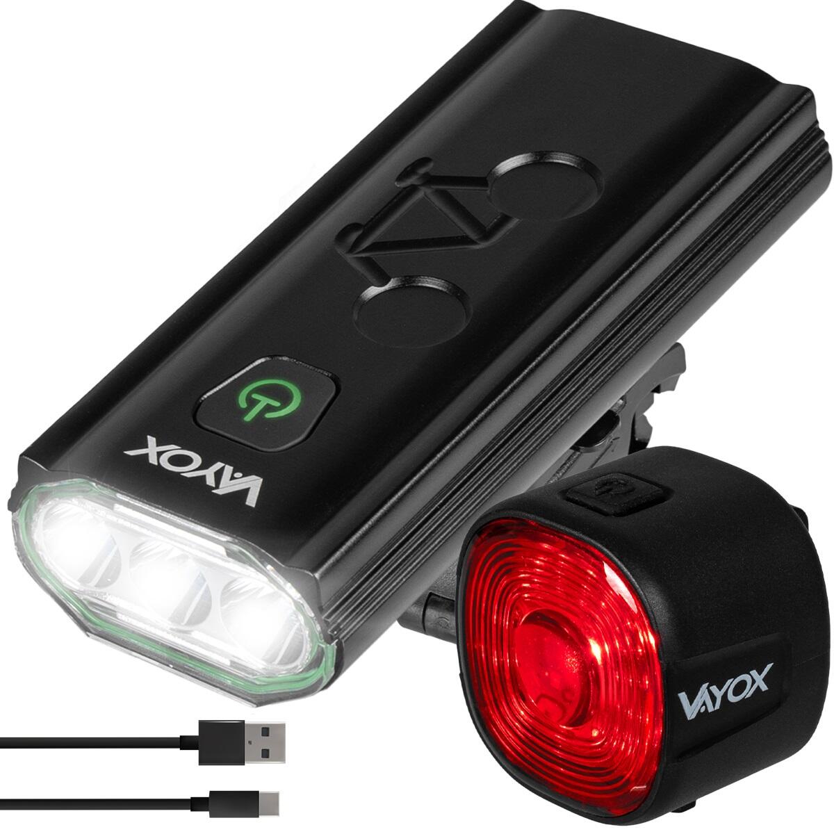 Conjunto de luzes para bicicleta VAYOX VA0112 + VA0156 dianteira e traseira