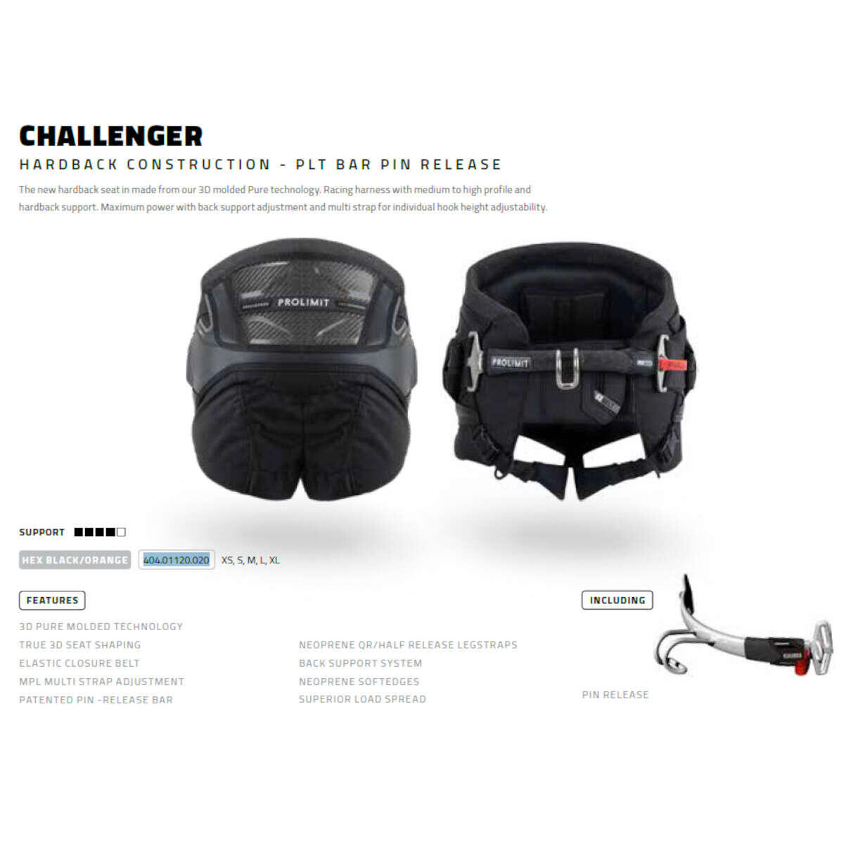 Trapez Prolimit PL Harness WS Seat Challenger Black Orange 2024 6/6