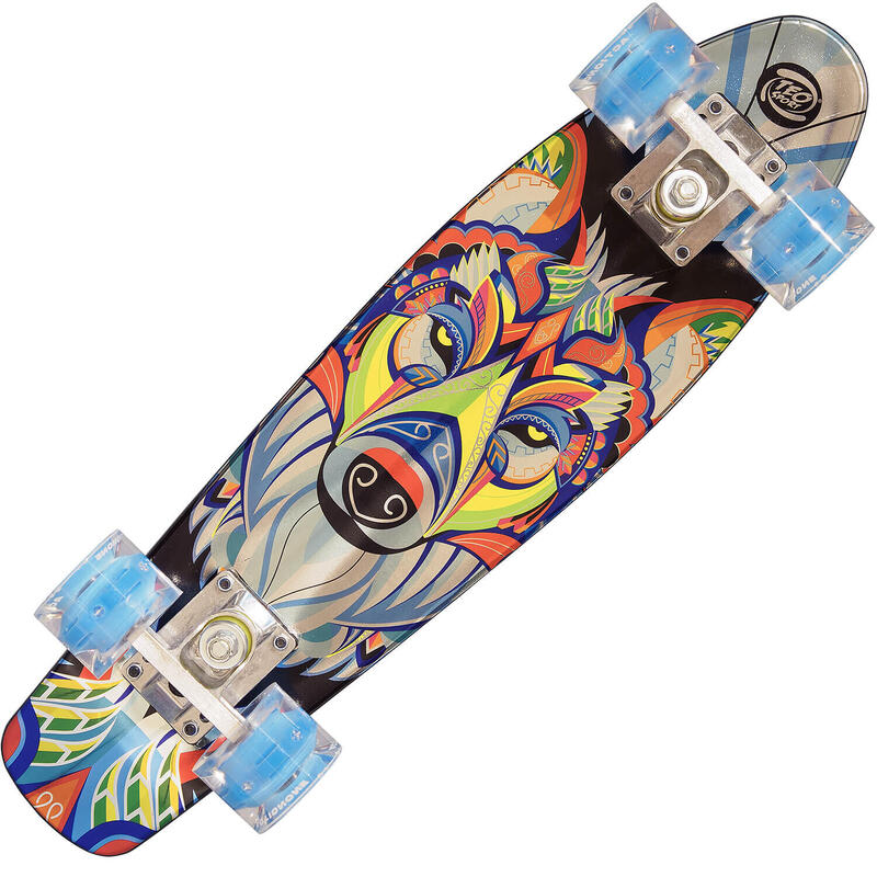 Penny Board Wolf 22'', dublu print, ABEC-7, PU, aluminium truck, metalizat