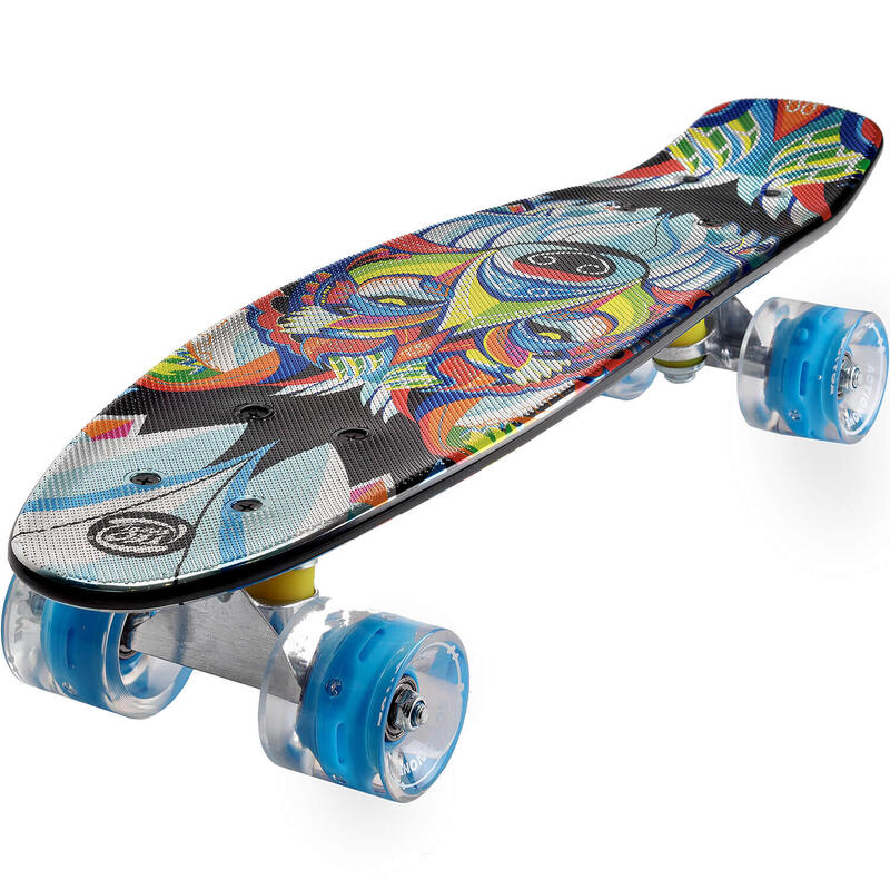 Penny Board Wolf 22'', dublu print, ABEC-7, PU, aluminium truck, metalizat