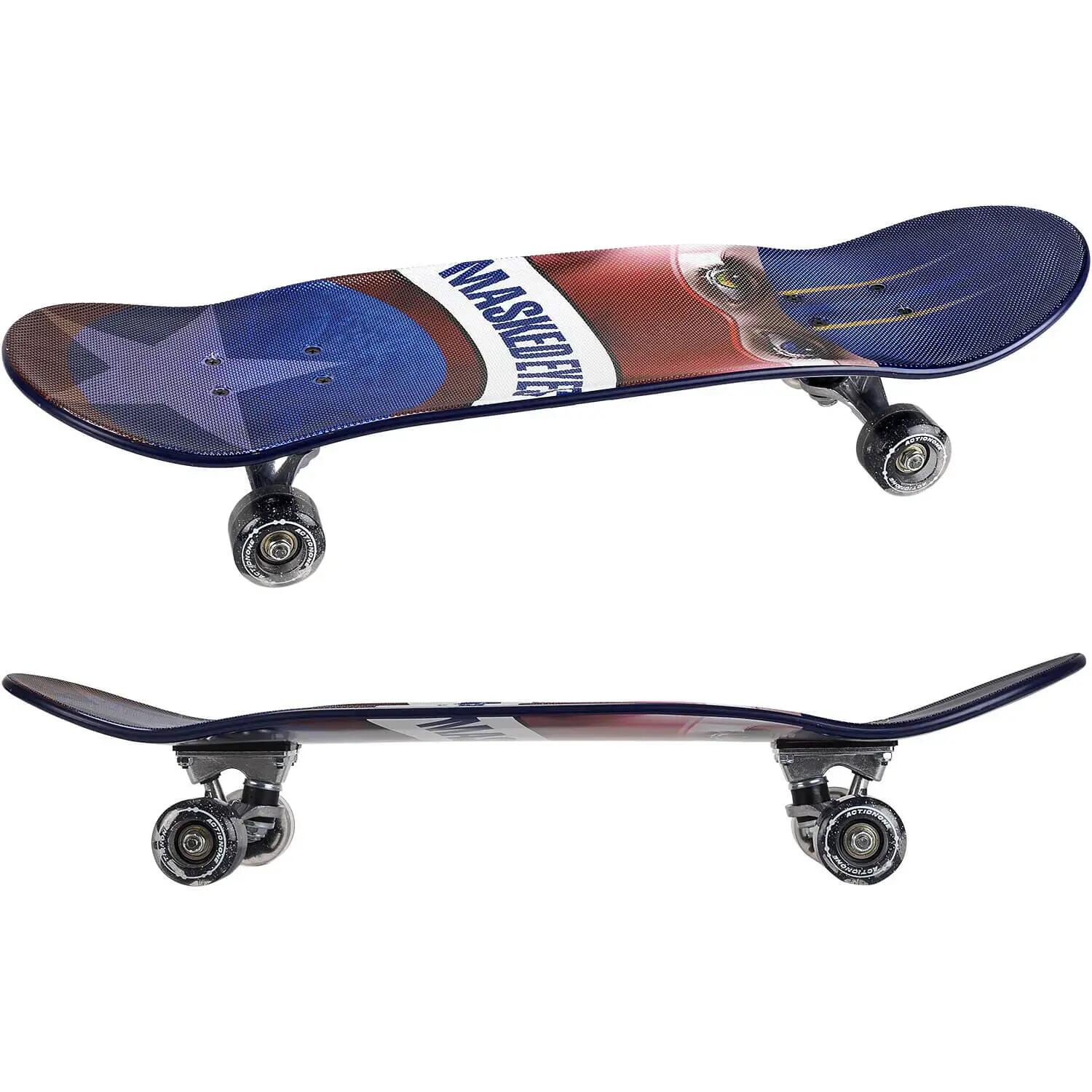 Skateboard dublu print, aluminium truck, 70 x 20 cm, metalizat, Masked Eyes 4/6