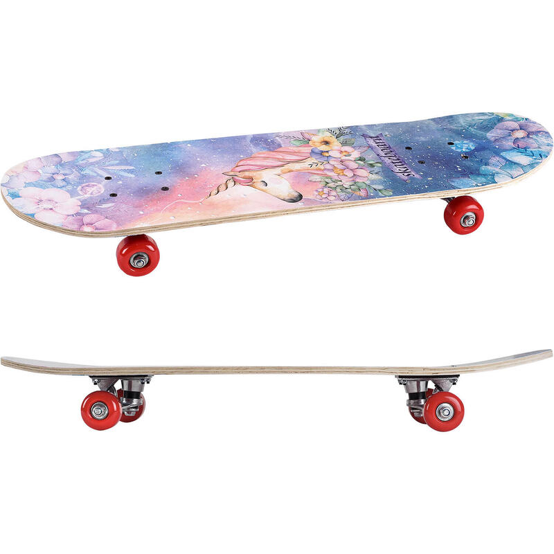 Skateboard dublu print, aluminiu, 70 x 20 cm, multicolor, Fantasy