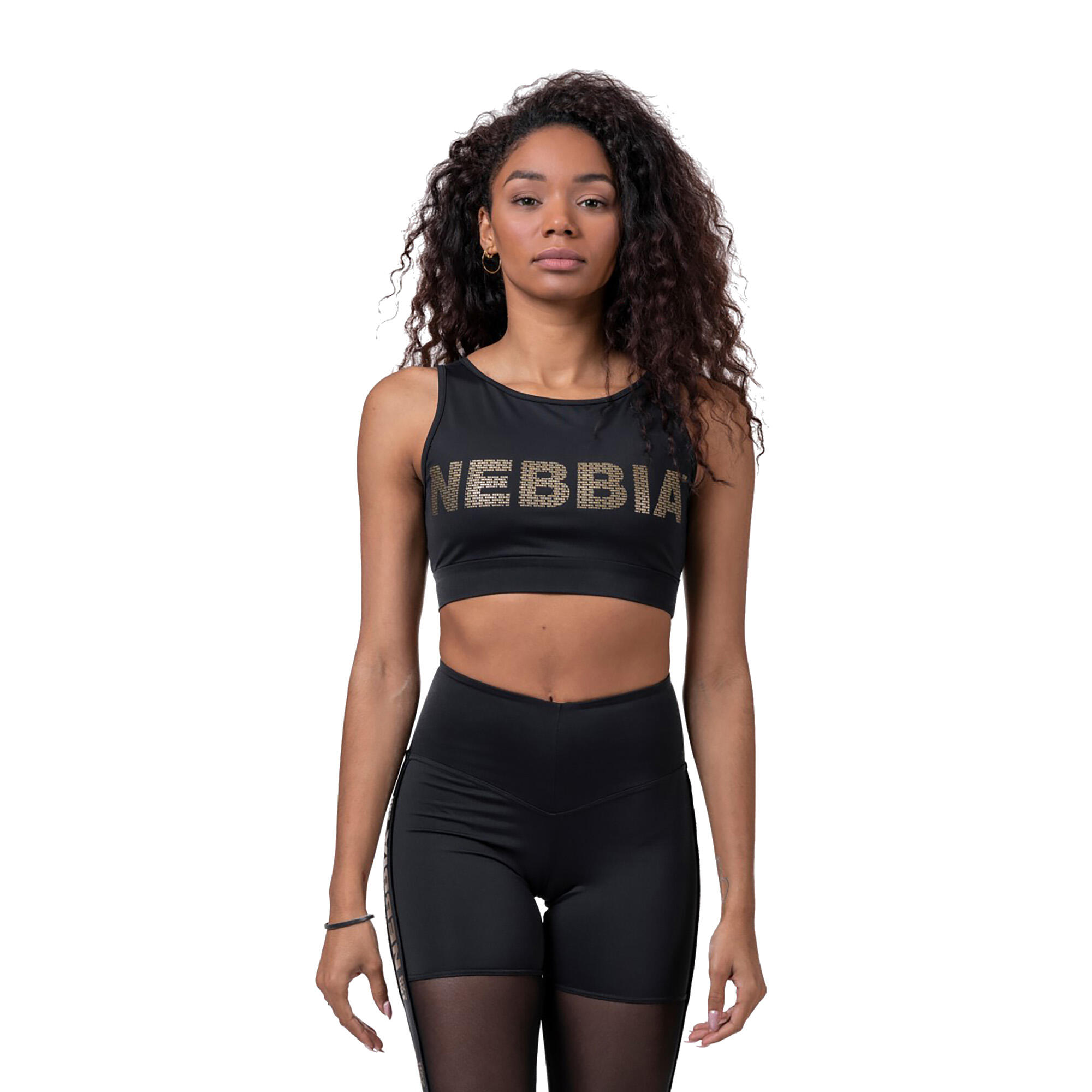 NEBBIA NEBBIA Gold Mesh Mini Top Trainings-BH