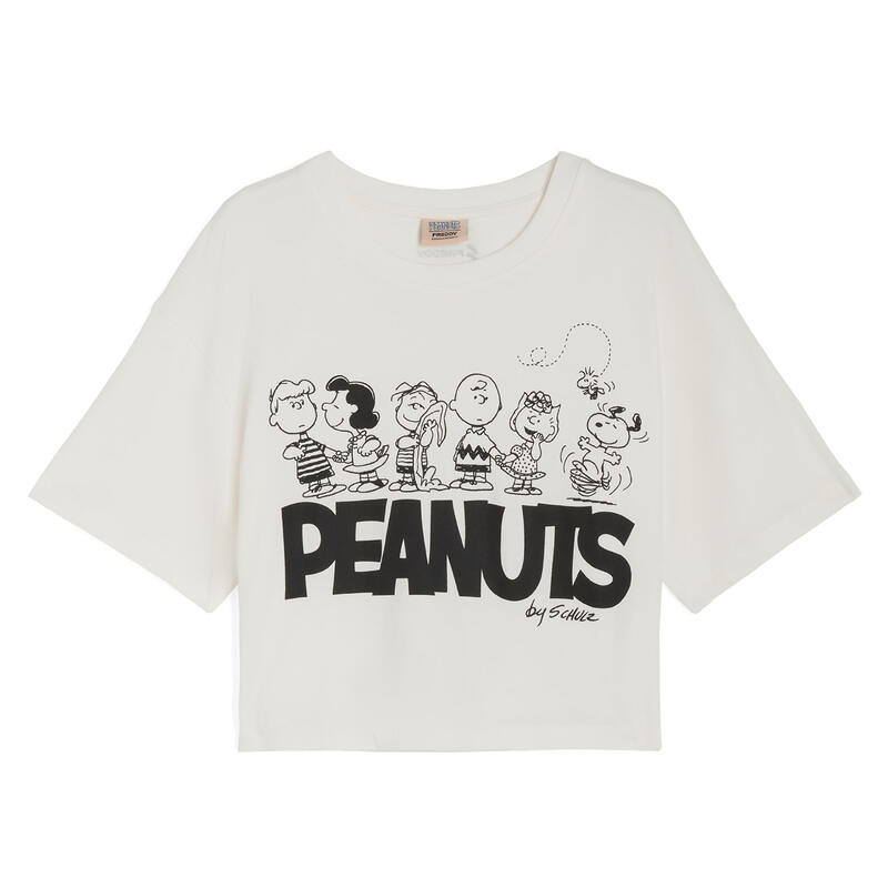 T-shirt donna corta in jersey con grafica Peanuts