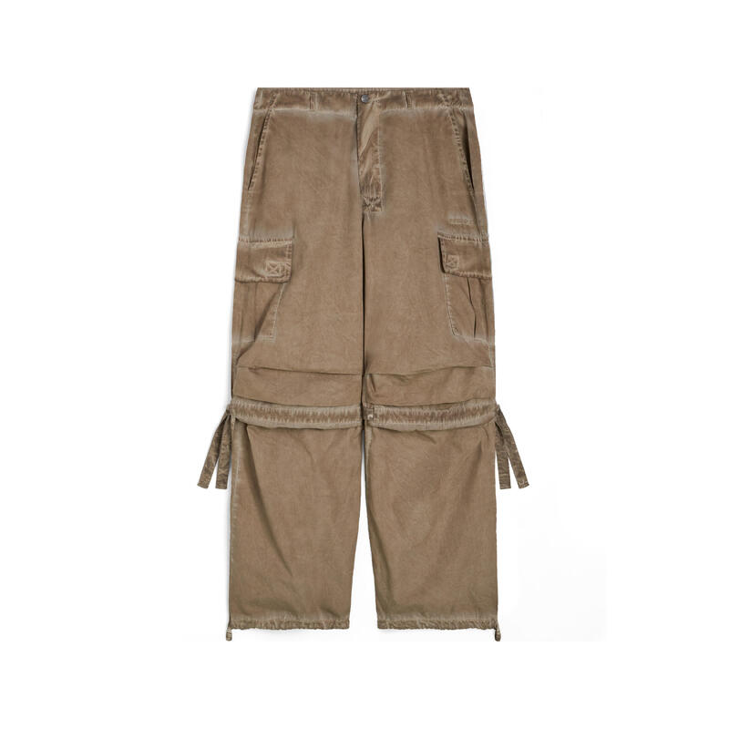 Pantaloni cargo da donna in tessuto popeline effetto used