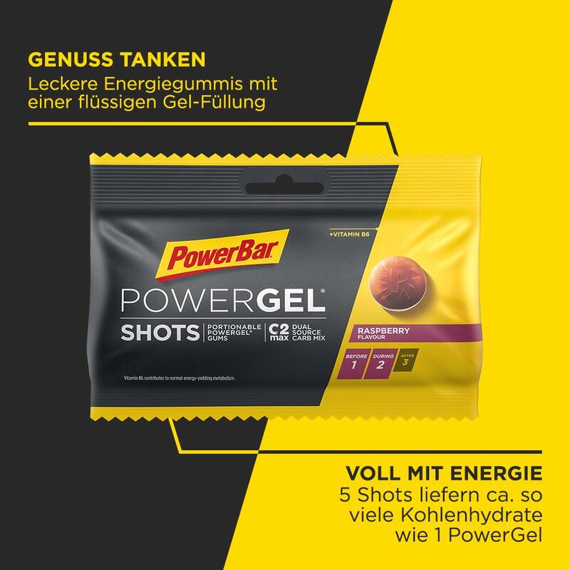 Powerbar PowerGel Shots Raspberry 24x60g - High Carb Energie Gummis + Vitamin B6