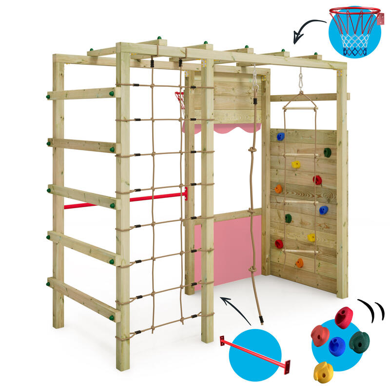 Spielturm Smart Action Gartenspielgerät mit Kletterwand pastellpink