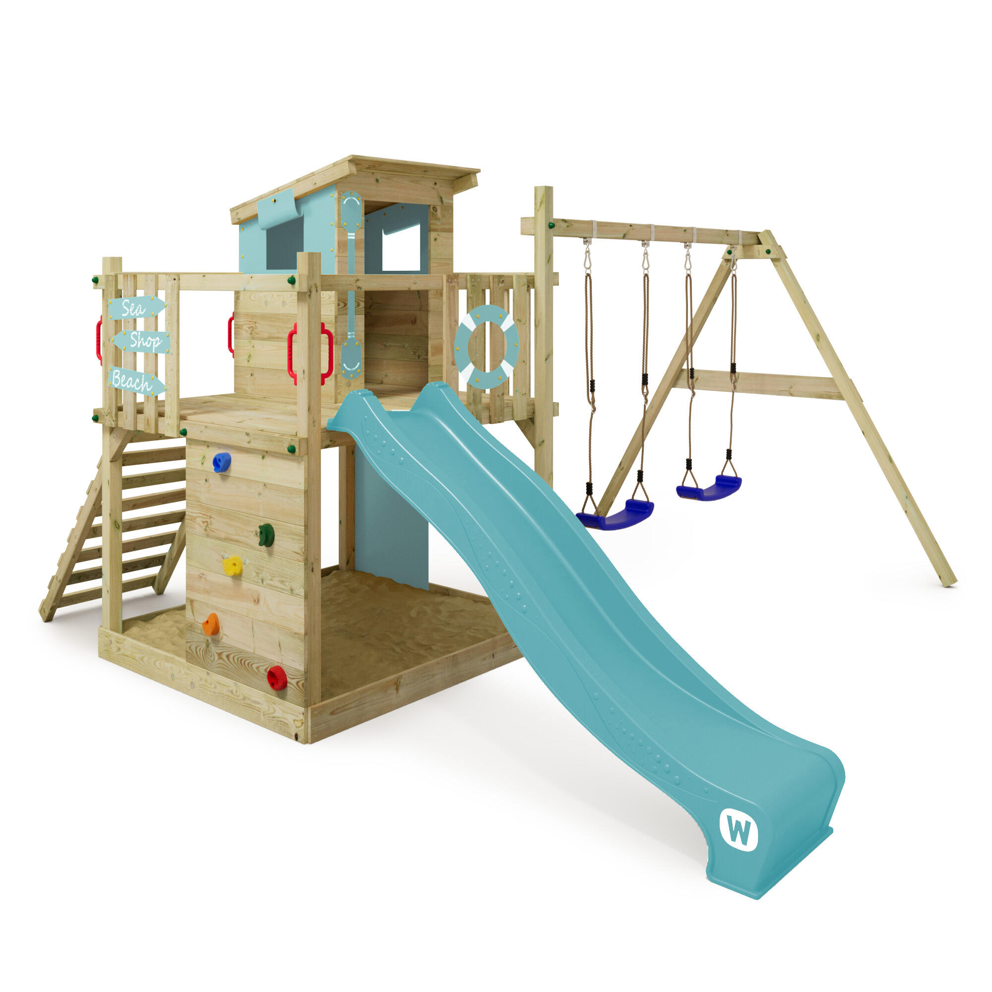 Wickey - Aire De Jeux Smart Camp Avec Balançoire Et Toboggan Bleu Pastel - Aire De Jeu - Bleu - No Size - Decathlon