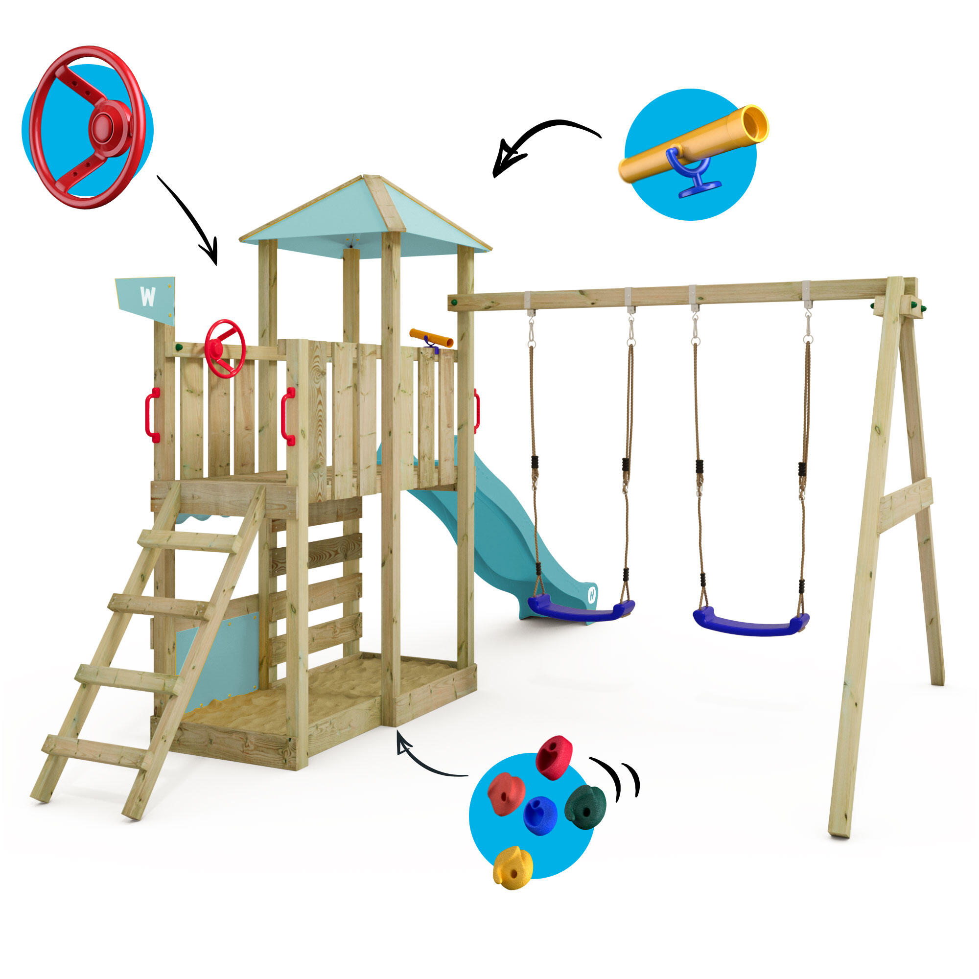 Aire de jeux Smart Savana avec balançoire bleu pastel 5/7