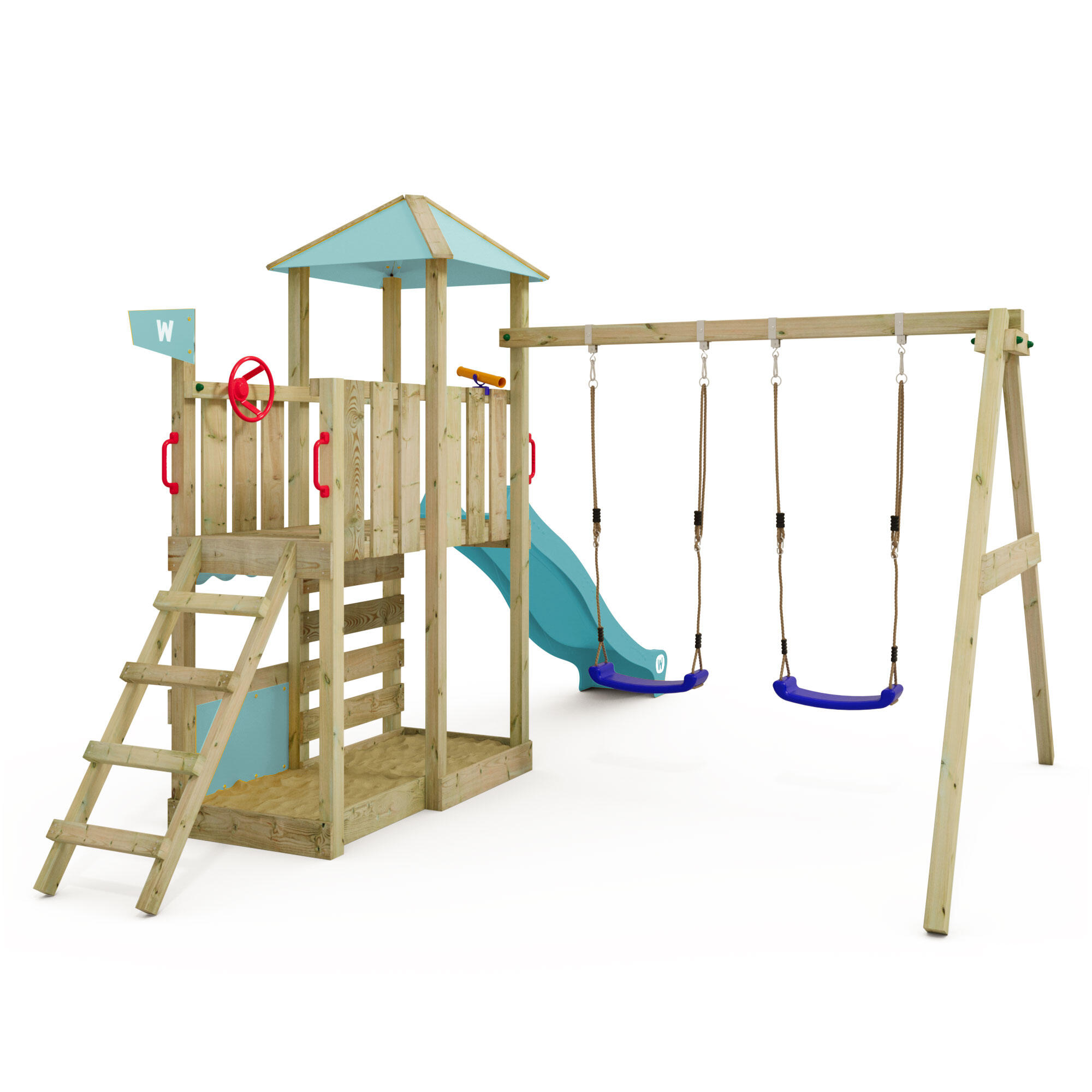 Aire de jeux Smart Savana avec balançoire bleu pastel 2/7