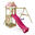 Aire de jeux Portique bois FreeFlyer avec balançoire rose pastel