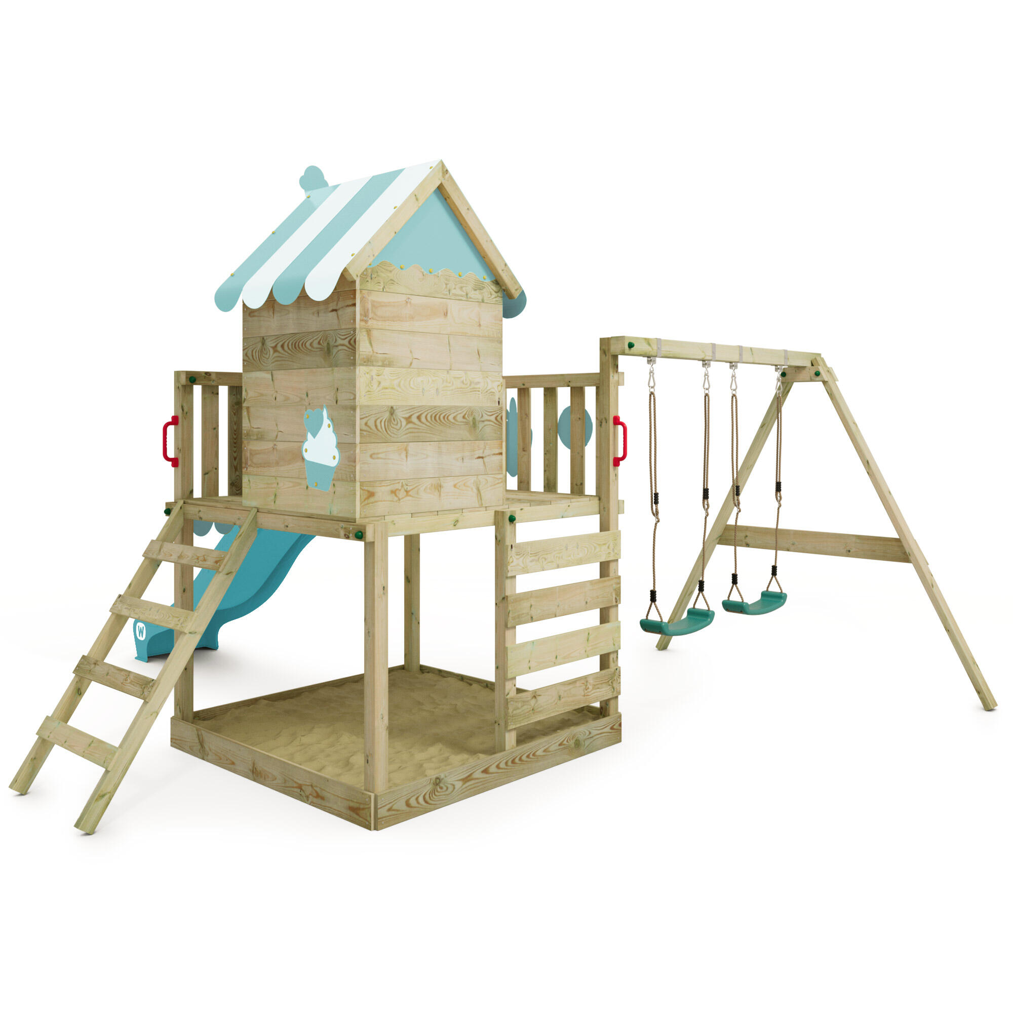 Smart Candy speeltoren met schommel & pastellbleuwe glijbaan 2/7