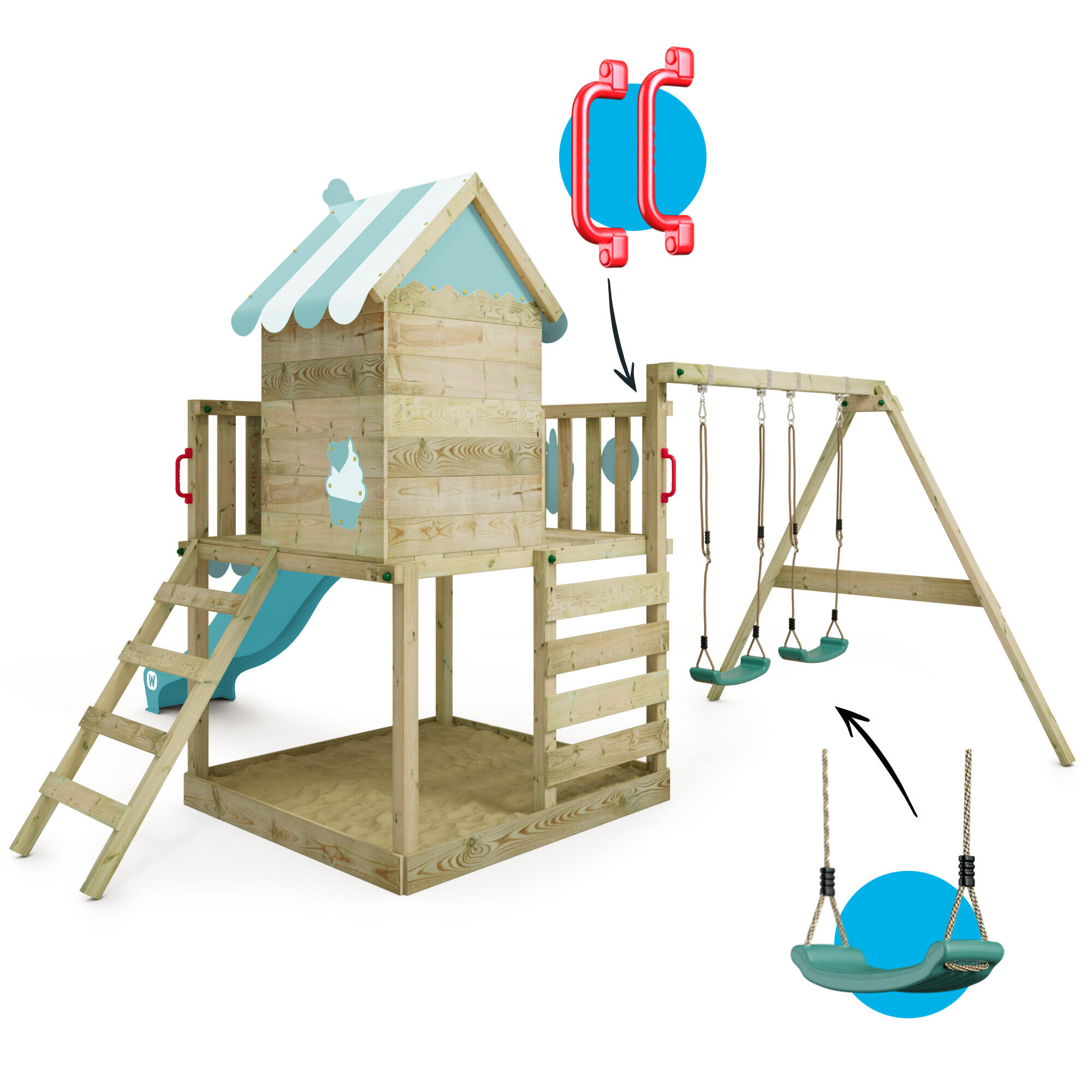 Smart Candy speeltoren met schommel & pastellbleuwe glijbaan 5/7