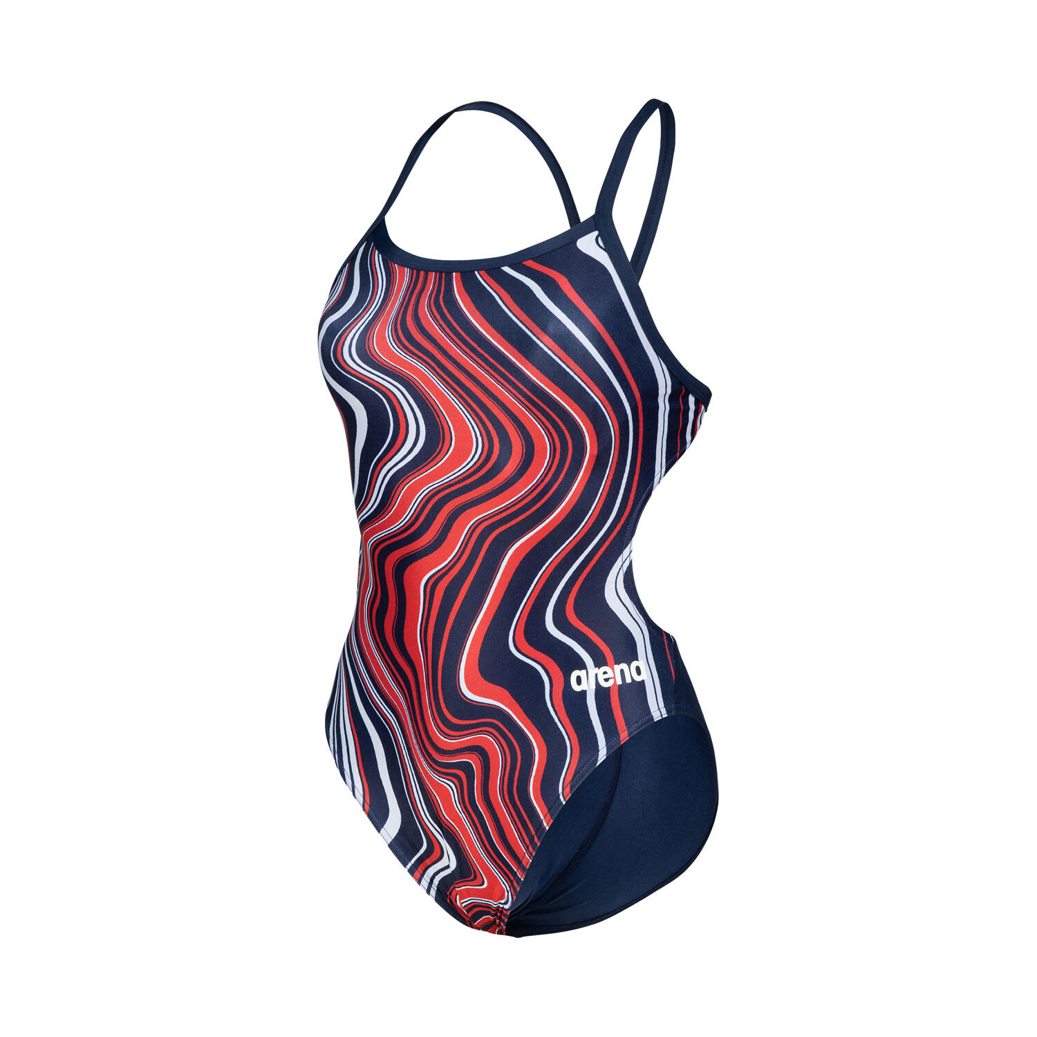 Arena - Maillot De Bain Une-pièce Femme - Challenge Back Marbled - Maillot De Bain 1 Pièce - Bleu|rouge - 36 Xs - Decathlon