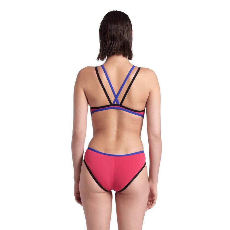 Arena W One Double Cross Back One Piece Rose Neon-Blue-Black