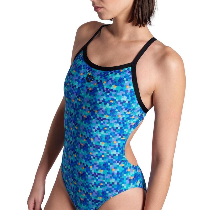 Maillot de bain femme Arena Pooltiles Challenge Back Noir/Bleu Multi