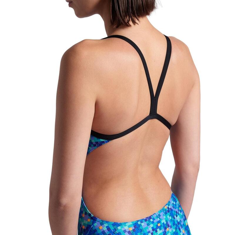 Maillot de bain femme Arena Pooltiles Challenge Back Noir/Bleu Multi