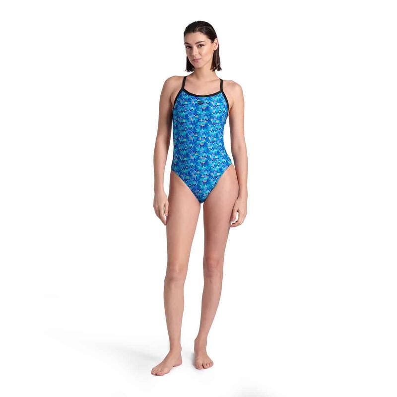 Maillot de bain femme Arena Pooltiles Challenge Back Noir/Bleu Multi