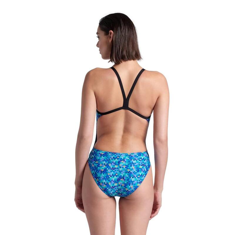 Maillot de bain femme Arena Pooltiles Challenge Back Noir/Bleu Multi