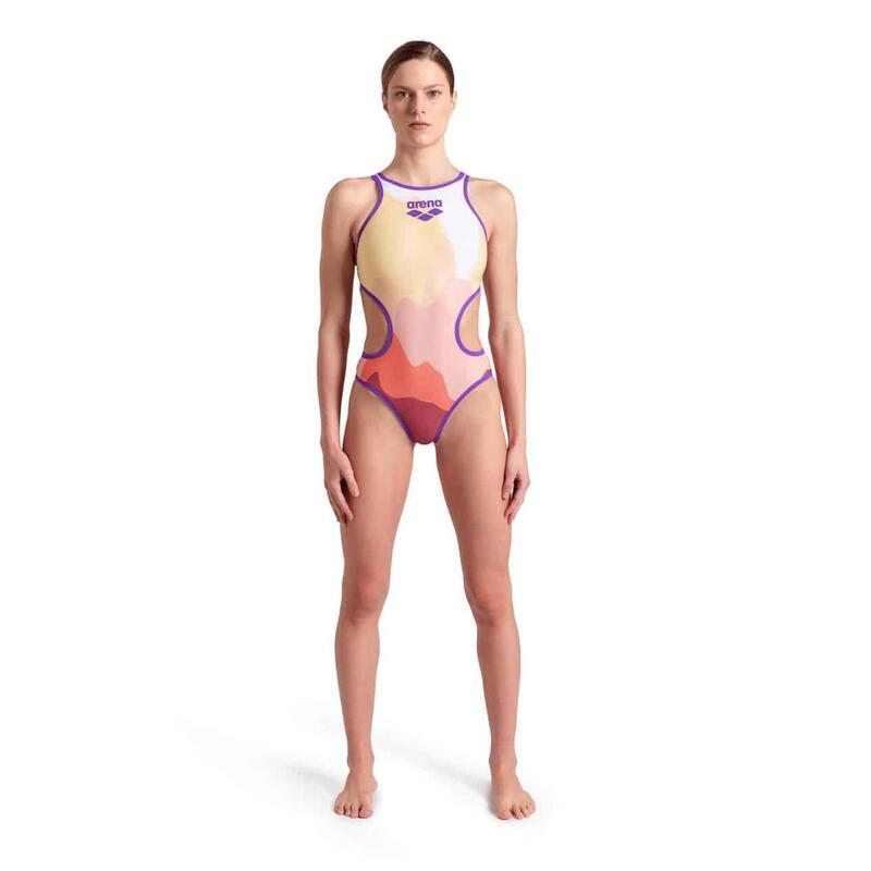 Arena W One Morning Light Swimsuit Tech Back Purple-Rose