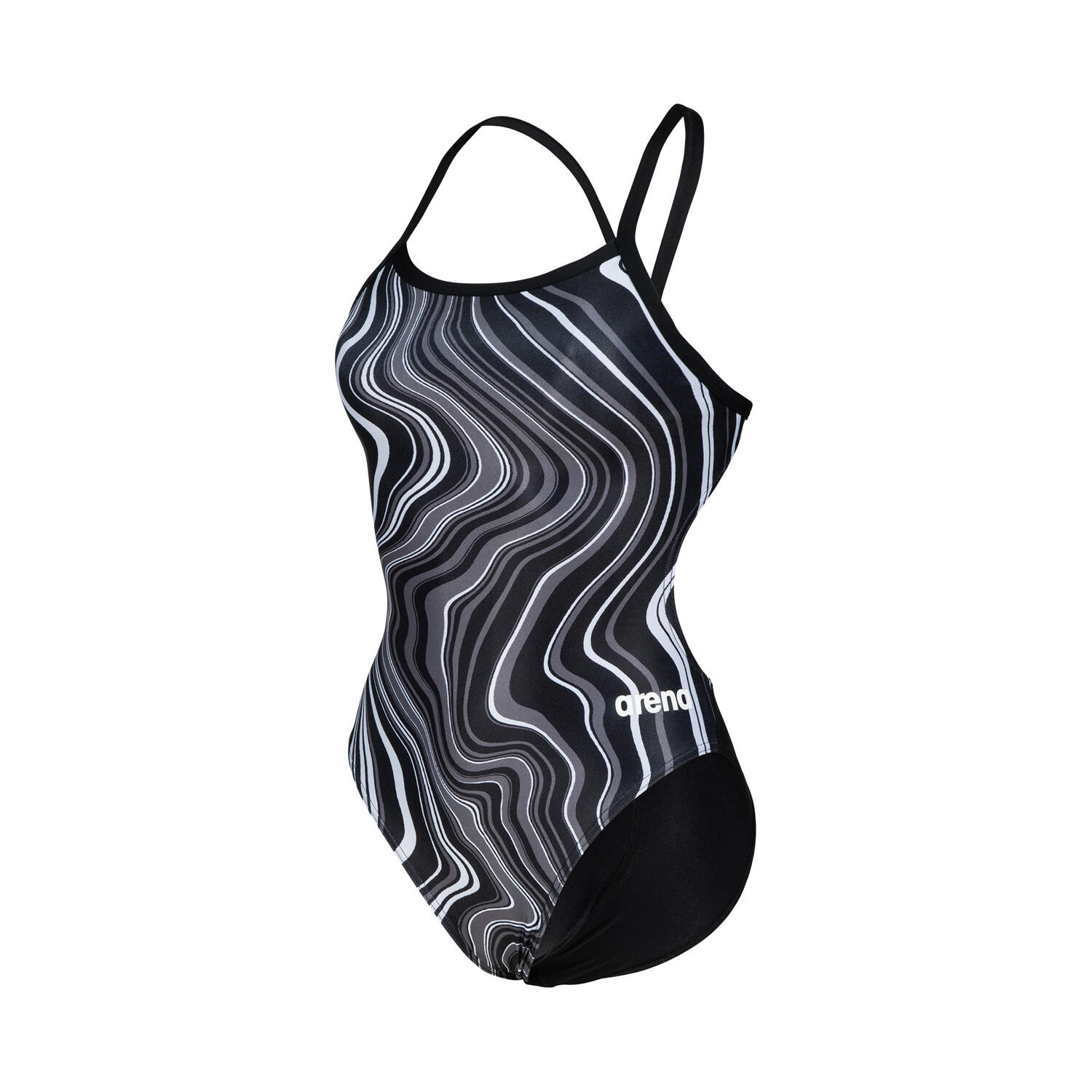 Arena - Maillot De Bain Une-pièce Femme - Challenge Back Marbled - Maillot De Bain 1 Pièce - Noir - 42 M/l - Decathlon
