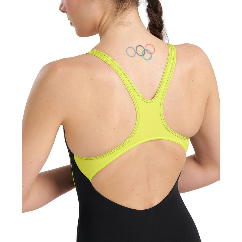 Arena W Swimsuit Swim Pro Back Graphic Black-Softgreen