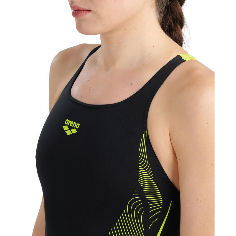 Arena W Swimsuit Swim Pro Back Graphic Black-Softgreen