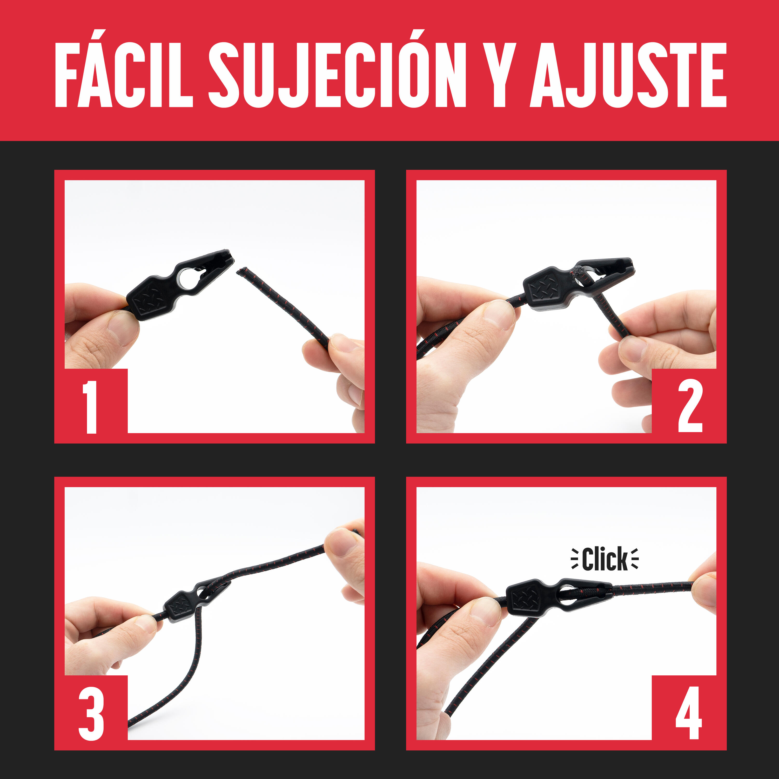 Pack de 4 Tensores Elásticos Negros de 50CM. Magma 5/8