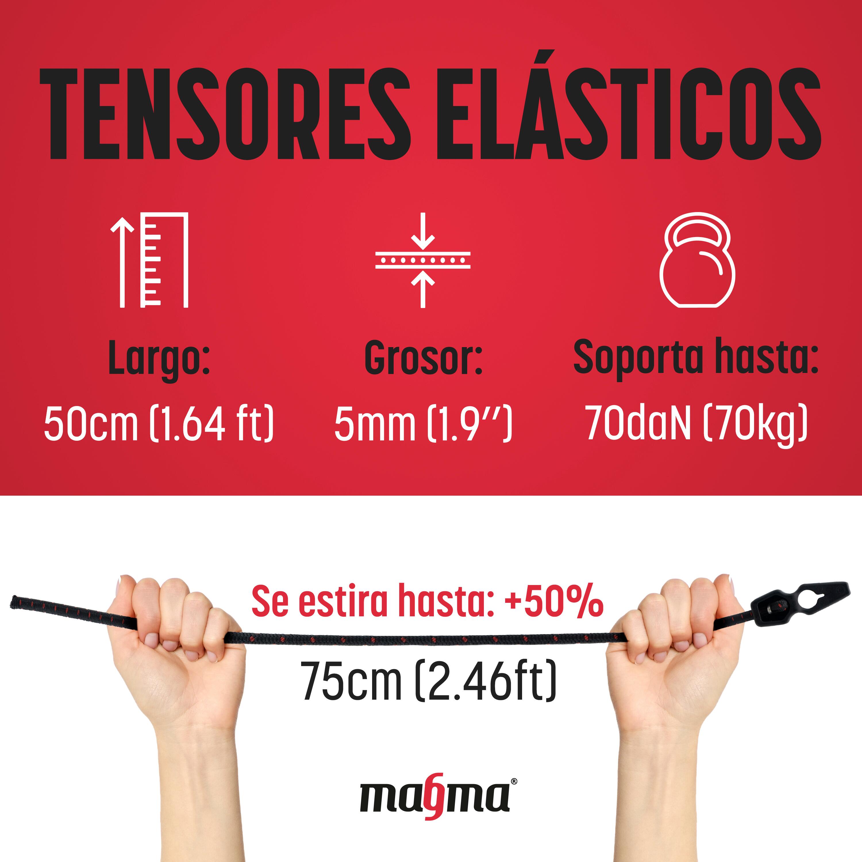 Pack de 4 Tensores Elásticos Negros de 50CM. Magma 3/8