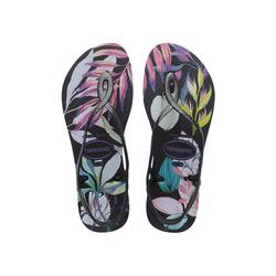 HAVAIANAS - WOMEN LUNA PRINT BLACK/ DARK METALLIC GREY