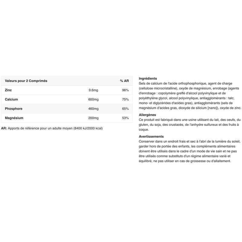 Multiminéraux - Calcium Zinc Magnesium - 100 Comprimés