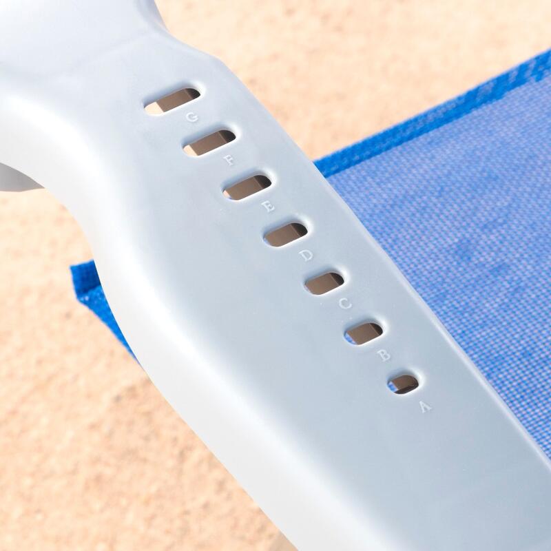 Aktive Silla de playa plegable y reclinable 7 posiciones azul c/cojín y asas