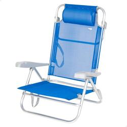 Chaise de Plage Pliante et Inclinable 8 positions Bleu, 65x74 cm Aktive