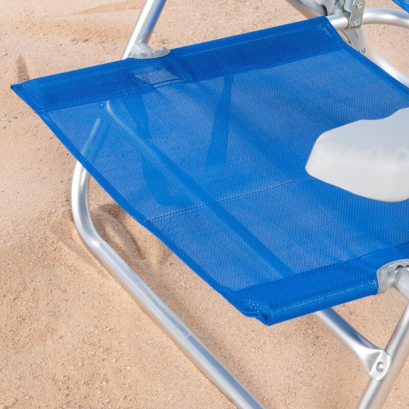 Aktive Silla de playa plegable y reclinable 7 posiciones azul c/cojín y asas