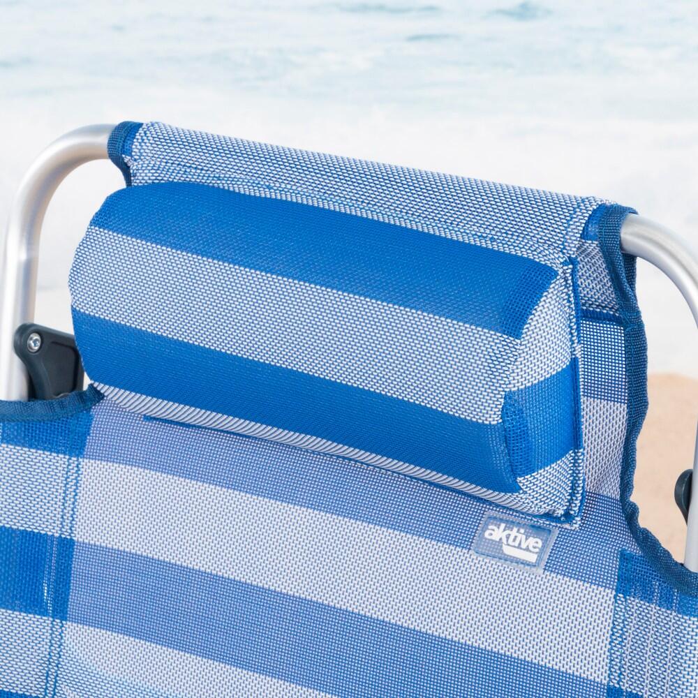 Aktive Silla de playa plegable y reclinable 8 posiciones marinera c/cojín y asas 5/7