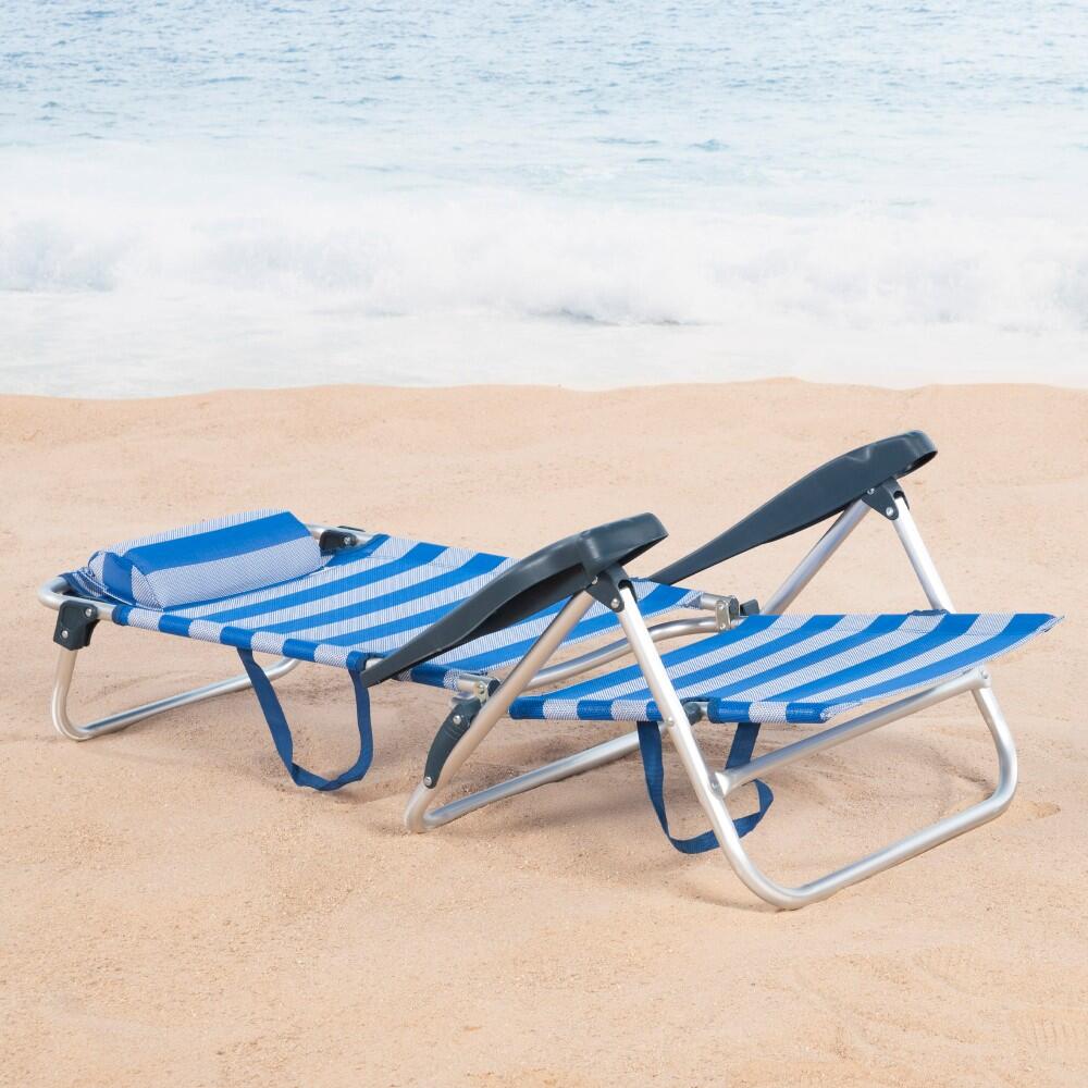 Aktive Silla de playa plegable y reclinable 8 posiciones marinera c/cojín y asas 3/7