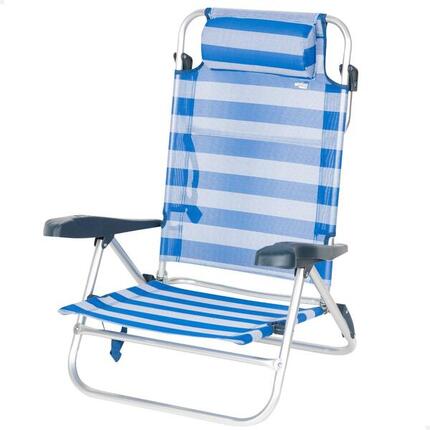 Chaise de Plage Pliante et Inclinable 8 positions Bleu, 65x74 cm Aktive