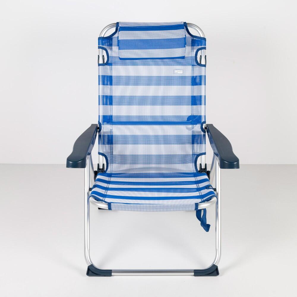 Silla de playa y tumbona 2 en 1 plegable rayas c/cojín Aktive 2/7