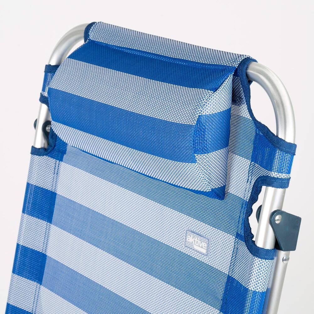 Silla de playa y tumbona 2 en 1 plegable rayas c/cojín Aktive 3/7
