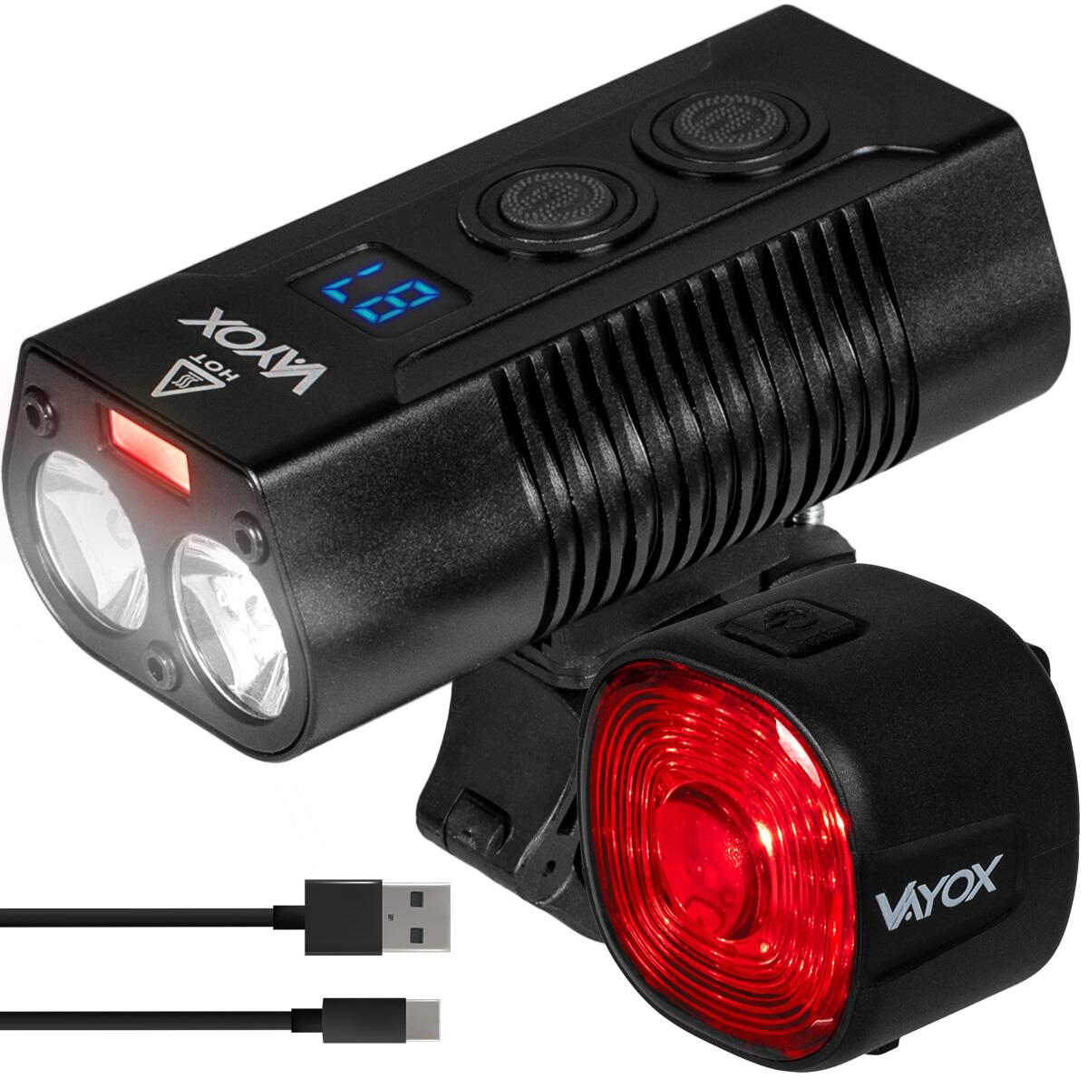 Conjunto de luzes para bicicleta vayox va0045 + va0156 dianteira e traseira