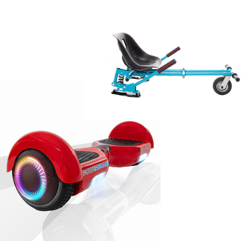 Pachet Hoverboard 6.5" cu Scaun Suspensii Albastru, Regular Red PowerBoard 2Ah